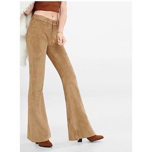 Express Bell Flare Mid-Rise- Camel Suede